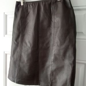 croft & barrow Lambskin D.Brown Leather Skirt Sz 4
